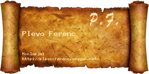 Plevo Ferenc névjegykártya